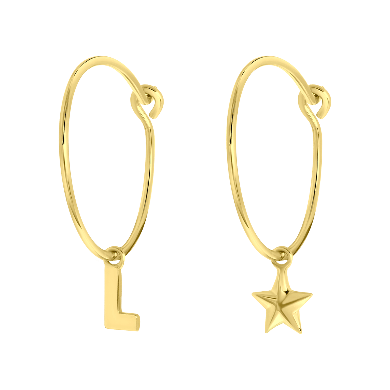 Zilveren oorbellen letter/stardust