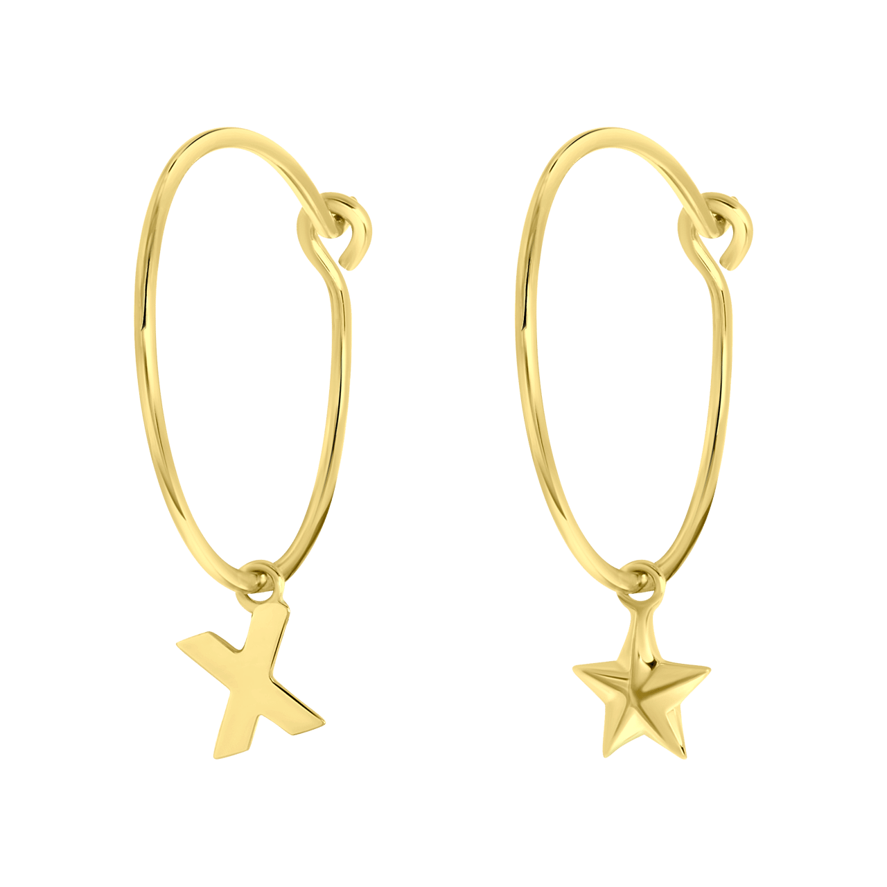 Zilveren goldplated oorbellen letter/stardust