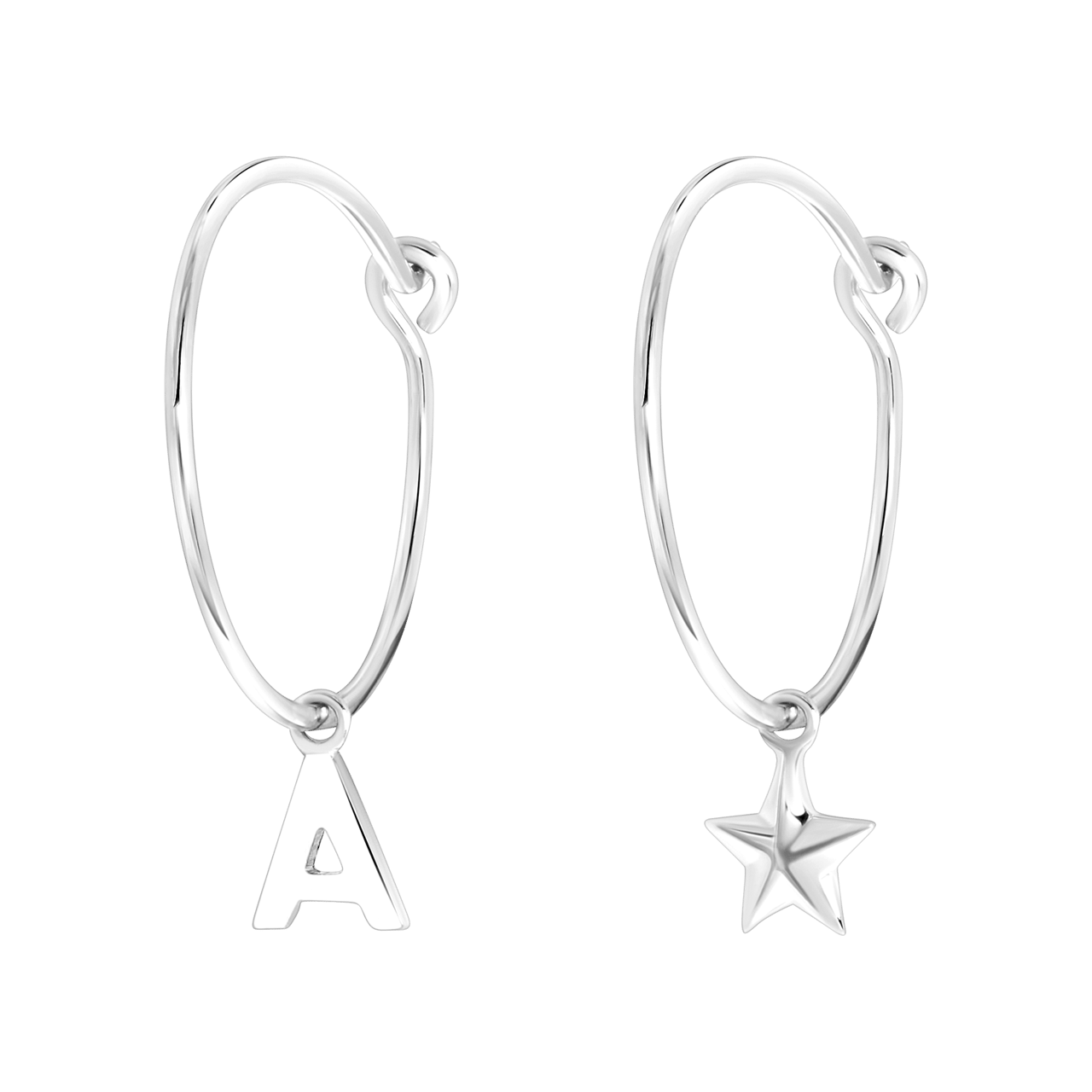 Zilveren goldplated oorbellen letter/stardust