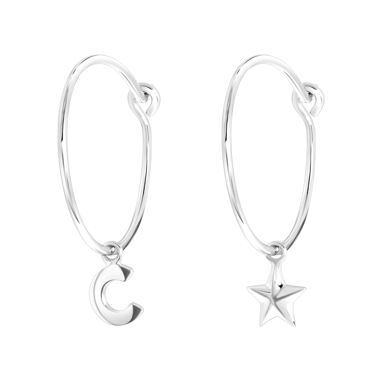 Zilveren oorbellen letter/stardust