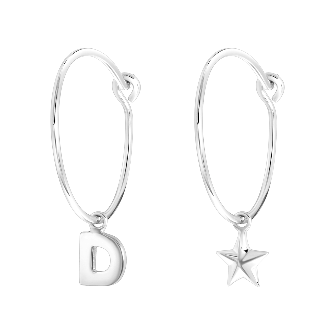 Zilveren goldplated oorbellen letter/stardust