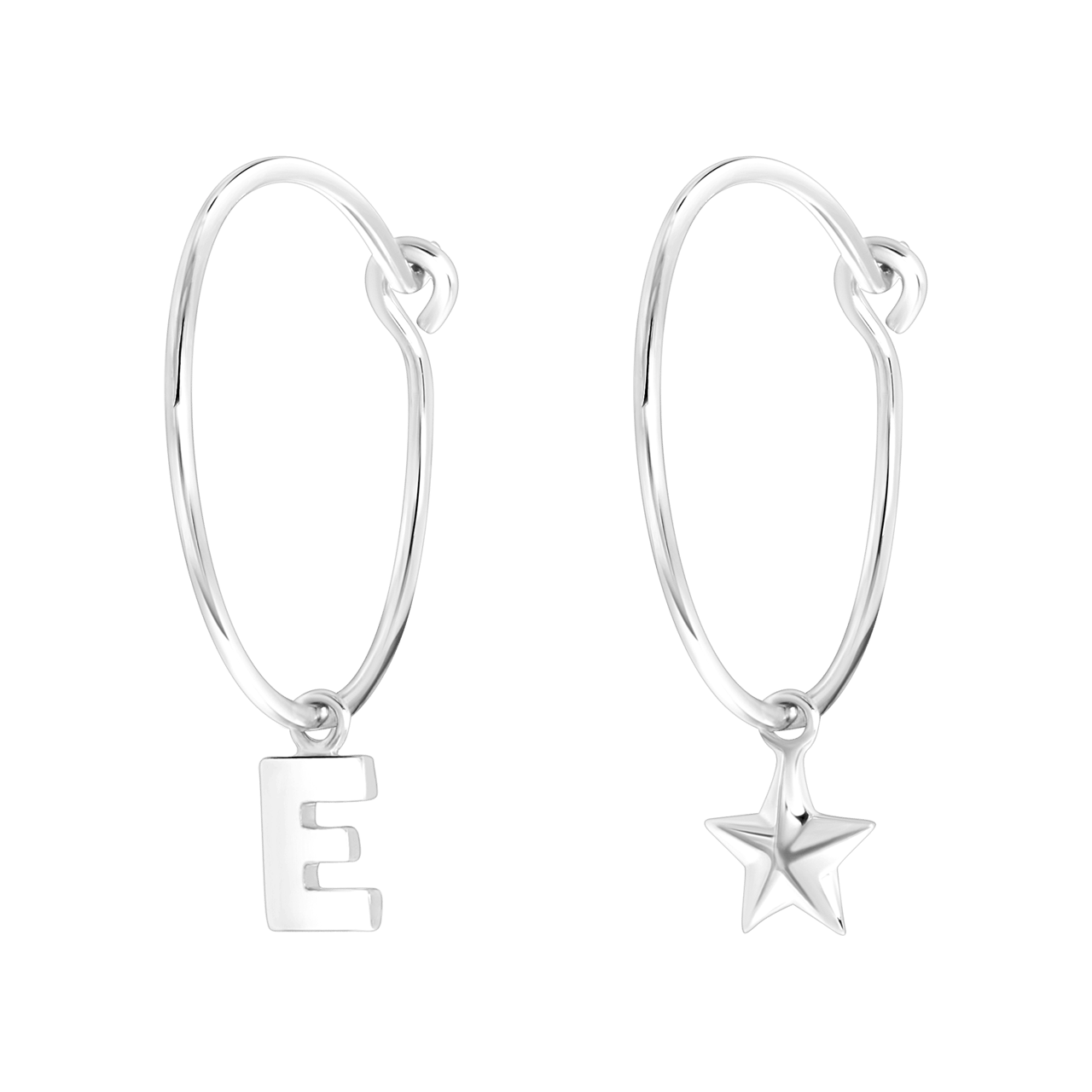 Zilveren oorbellen letter/stardust