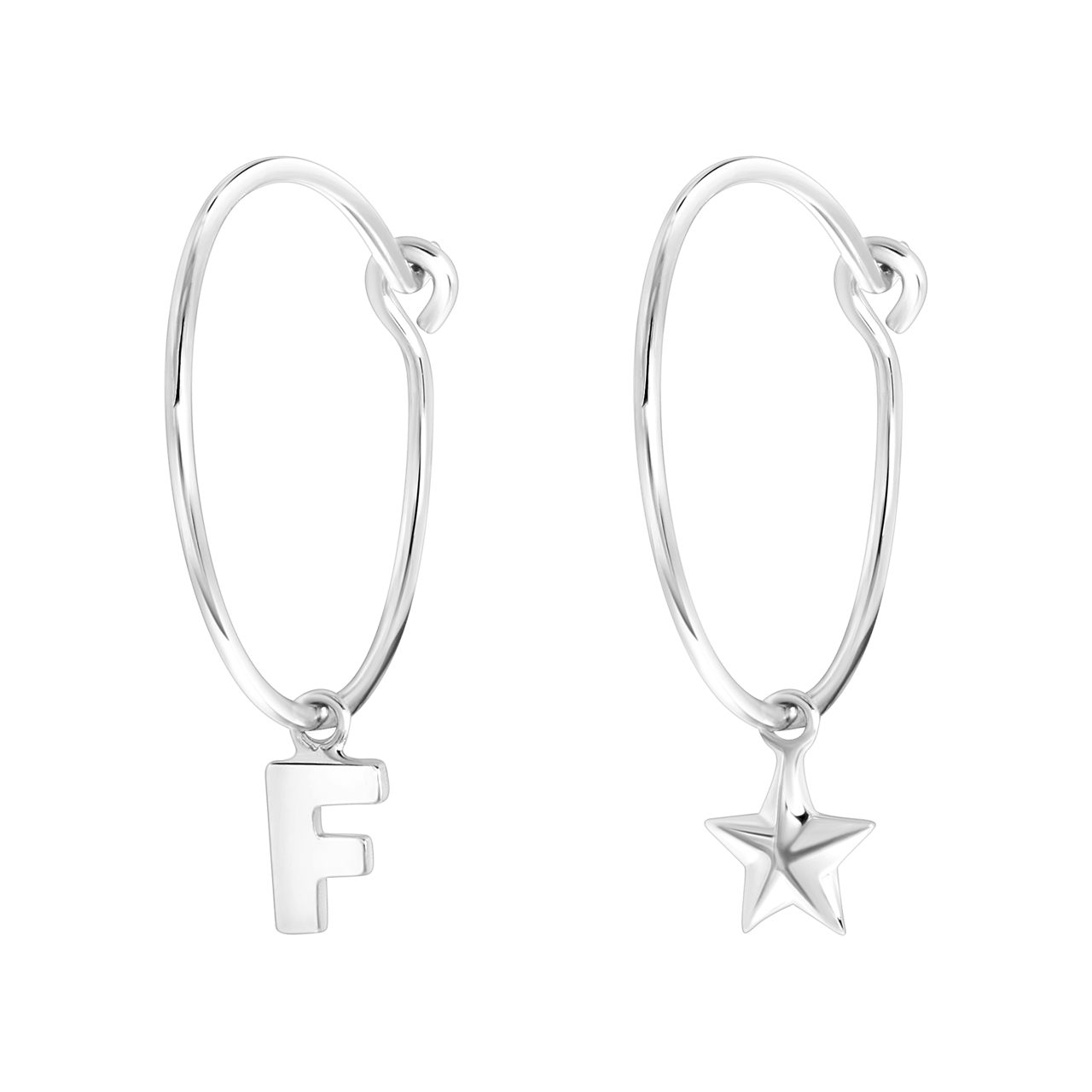 Zilveren goldplated oorbellen letter/stardust
