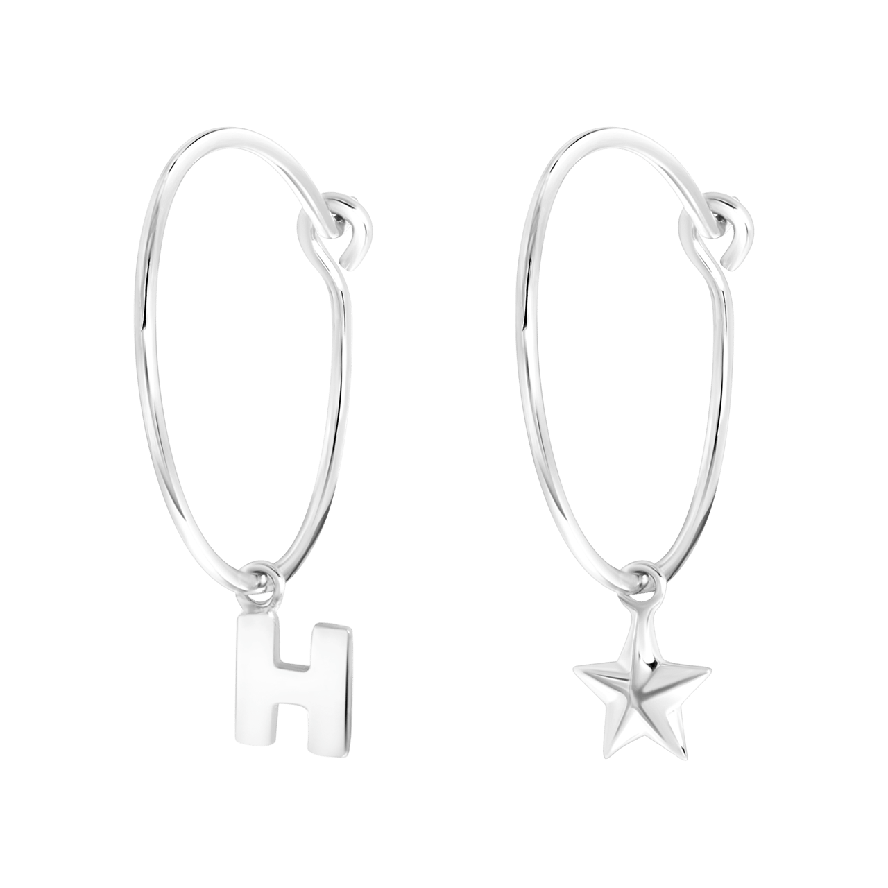 Zilveren goldplated oorbellen letter/stardust