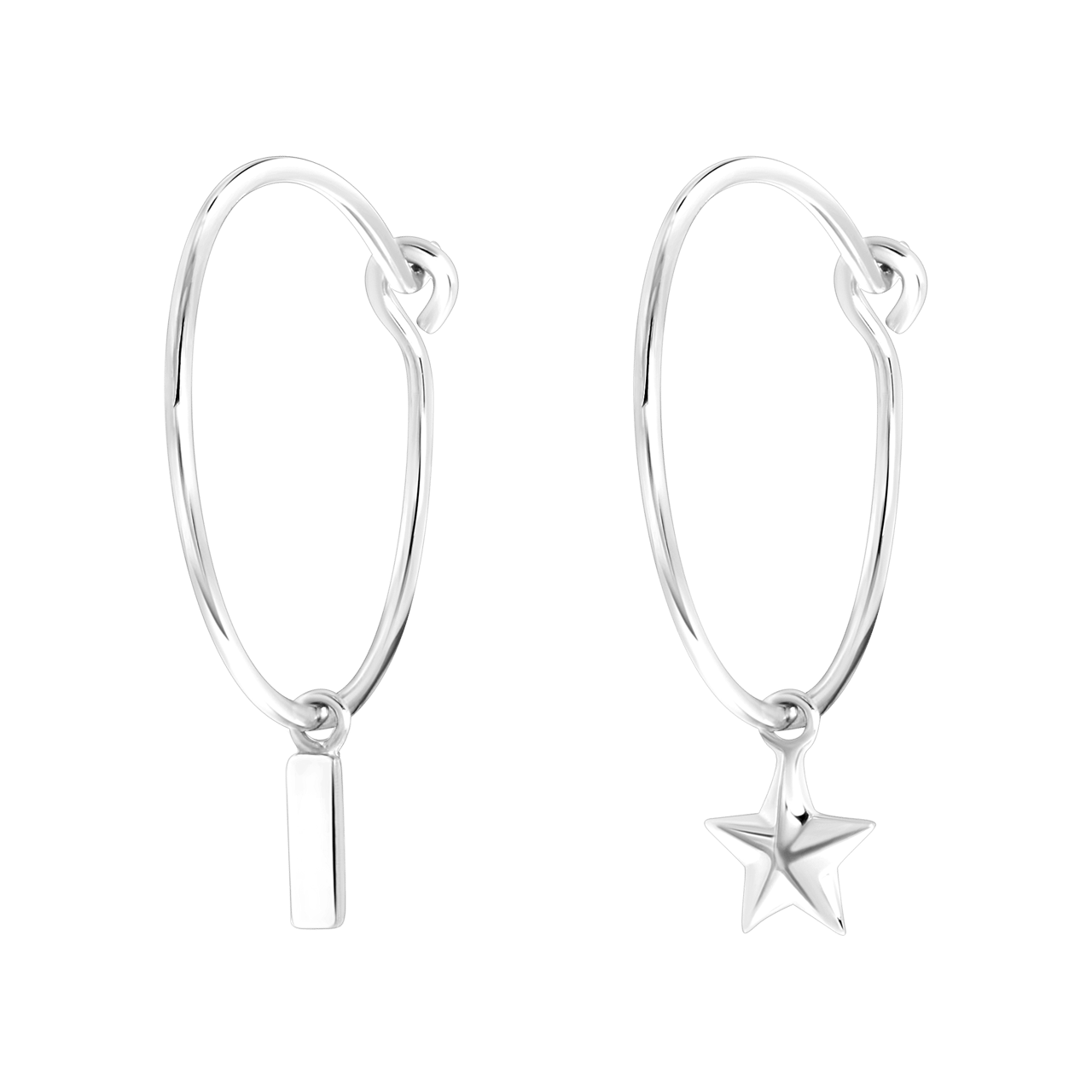 Zilveren oorbellen letter/stardust