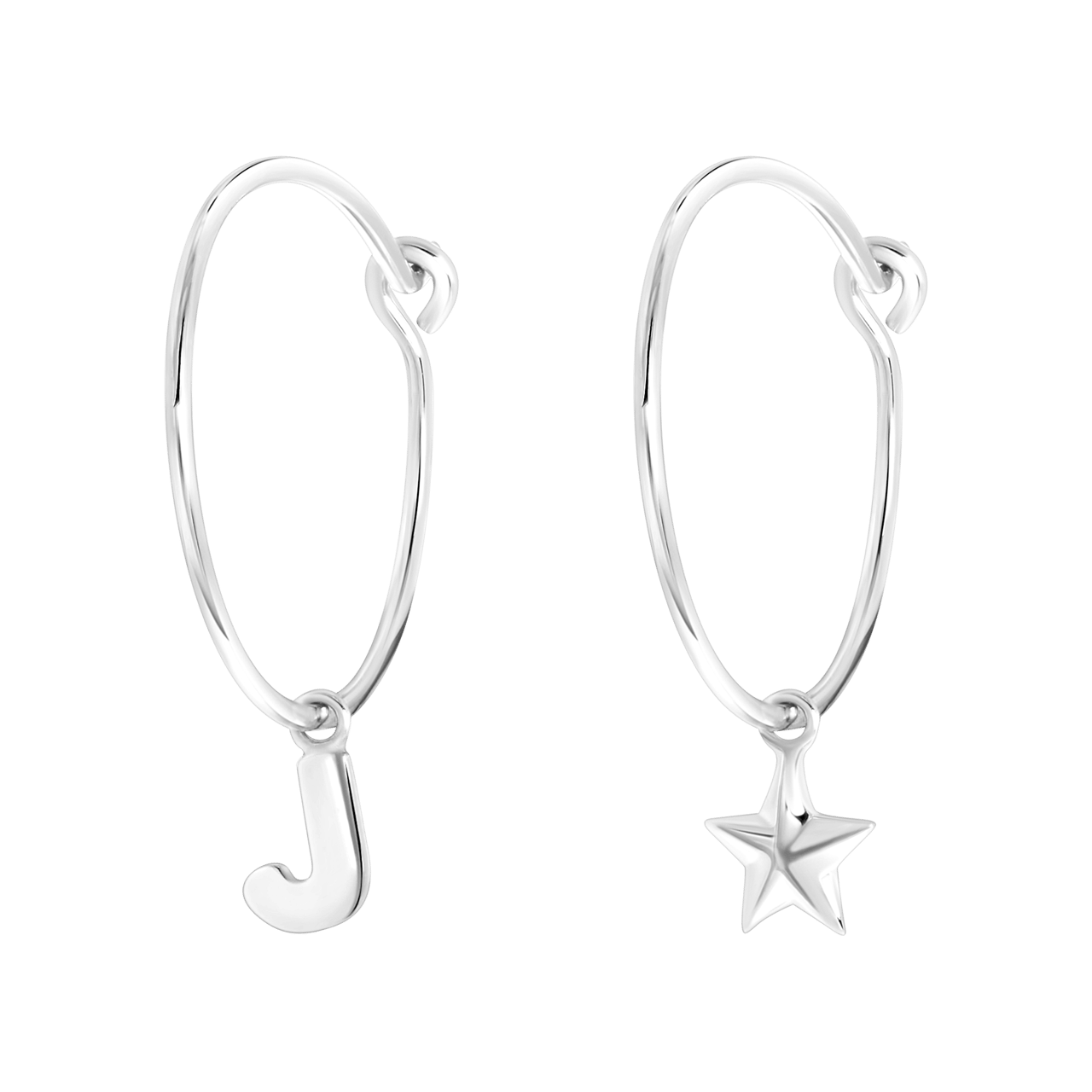 Zilveren oorbellen letter/stardust