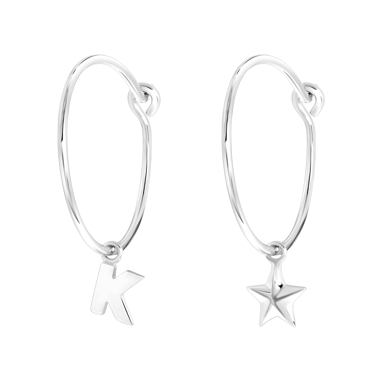 Zilveren goldplated oorbellen letter/stardust