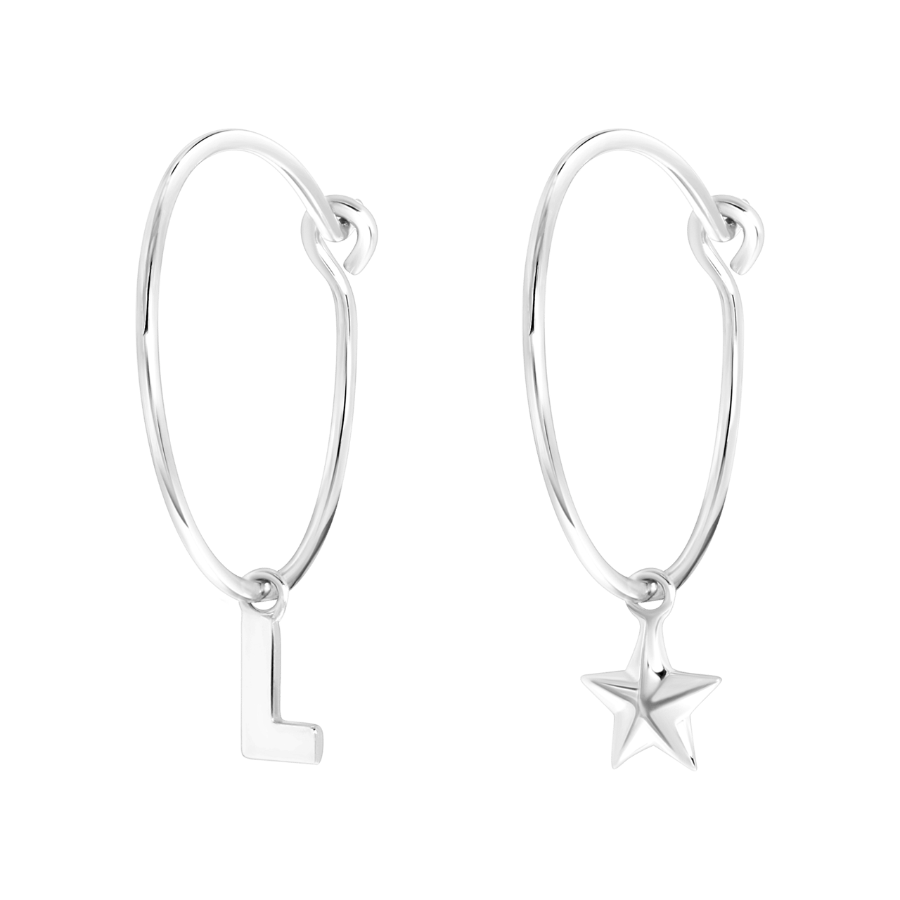 Zilveren goldplated oorbellen letter/stardust