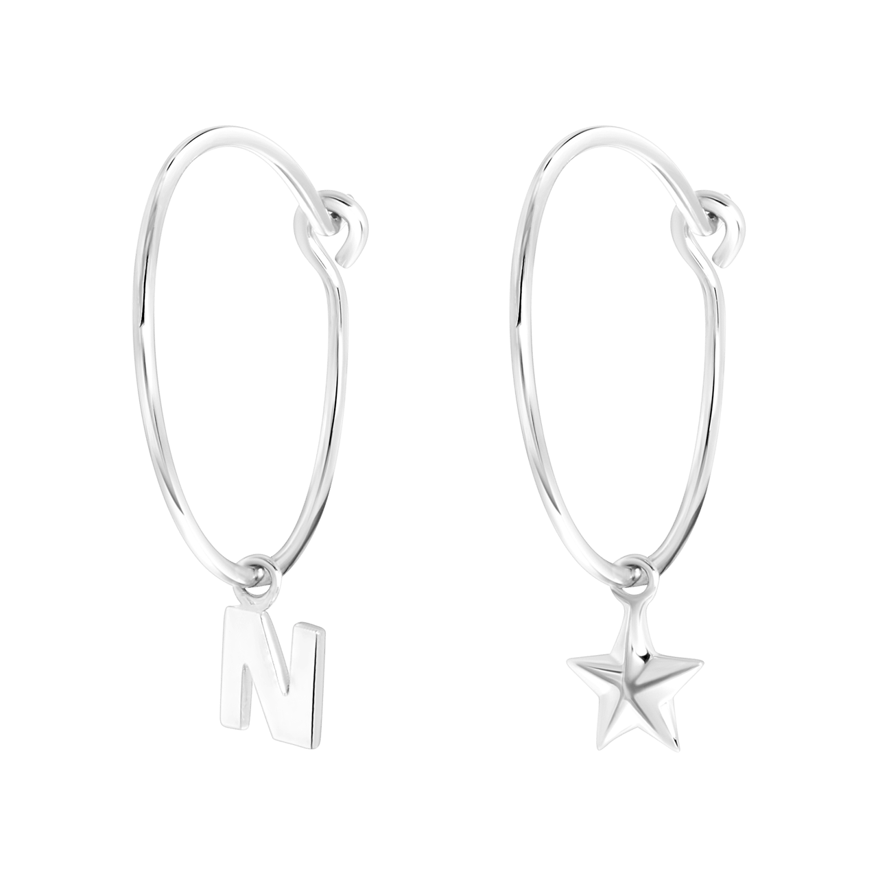 Zilveren goldplated oorbellen letter/stardust