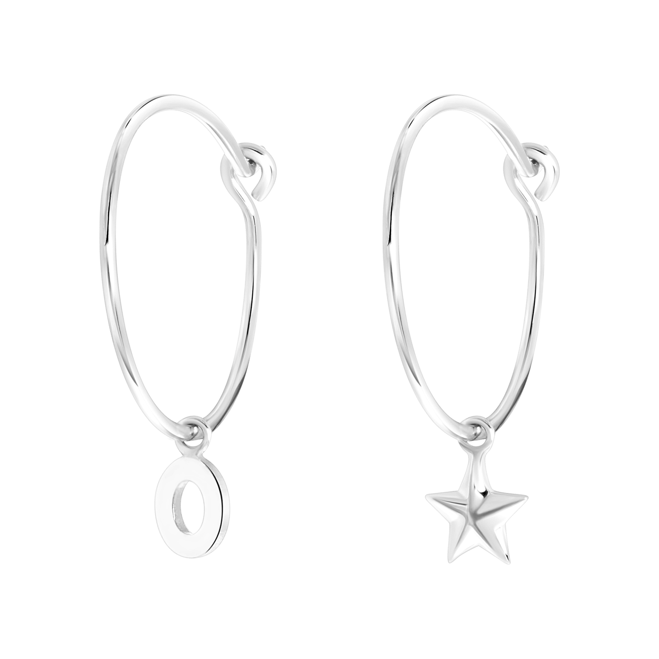 Zilveren oorbellen letter/stardust