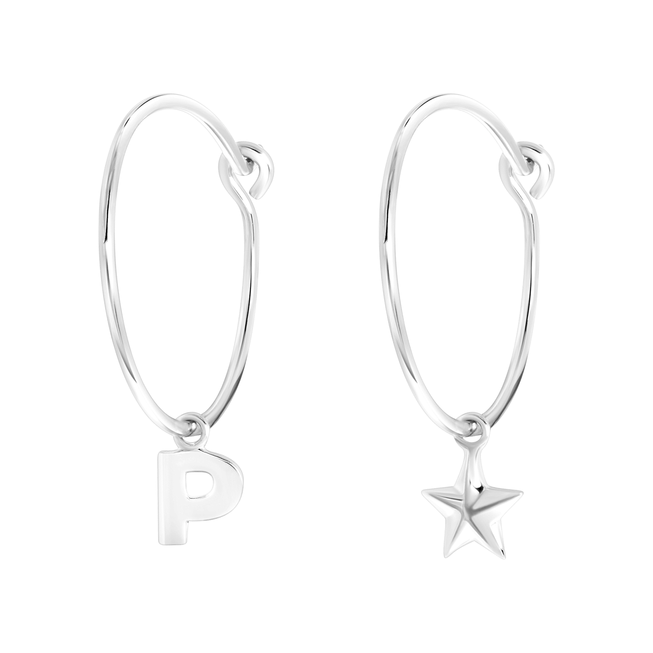 Zilveren oorbellen letter/stardust