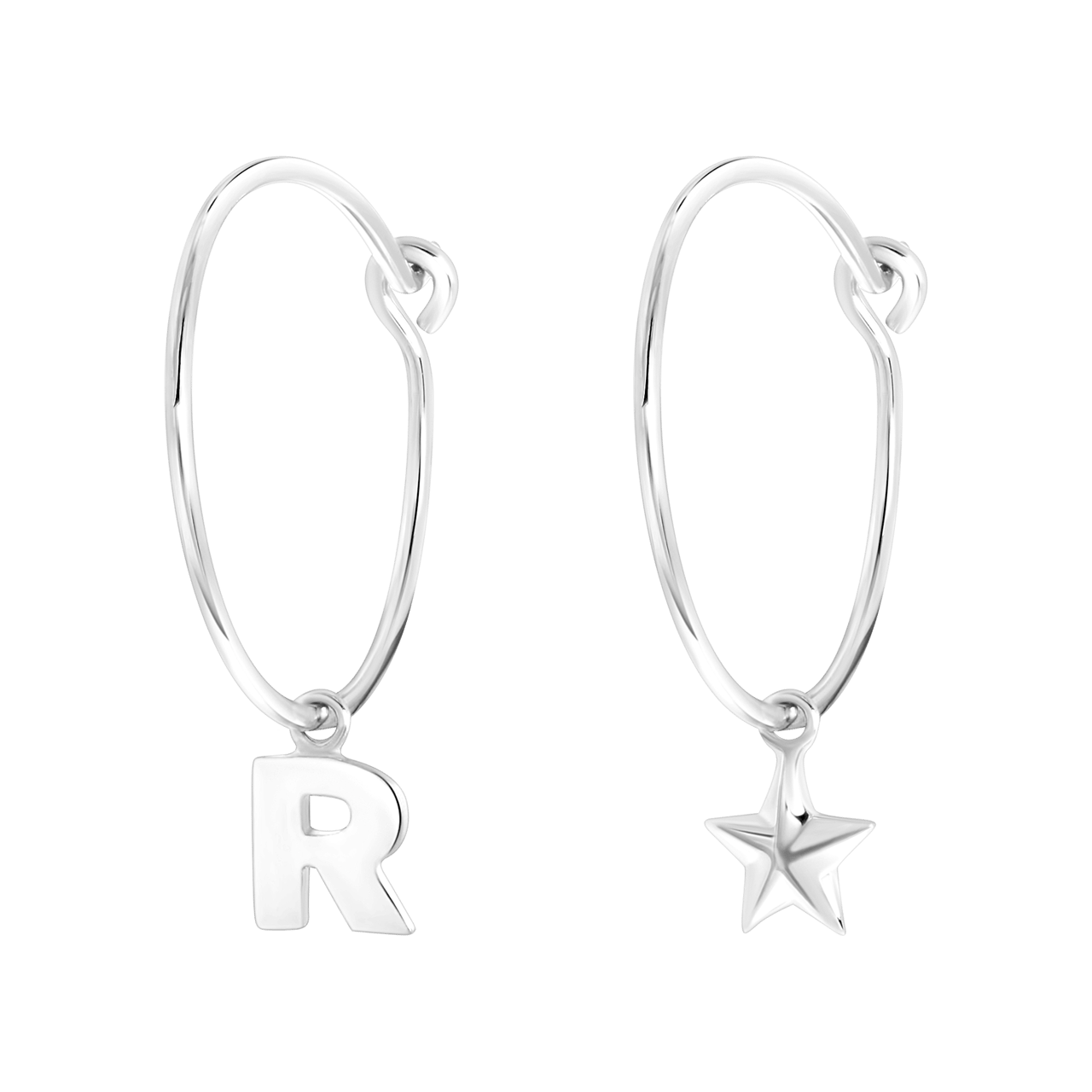 Ohrringe, 925 Silber, vergoldet, Buchstabe/Stardust