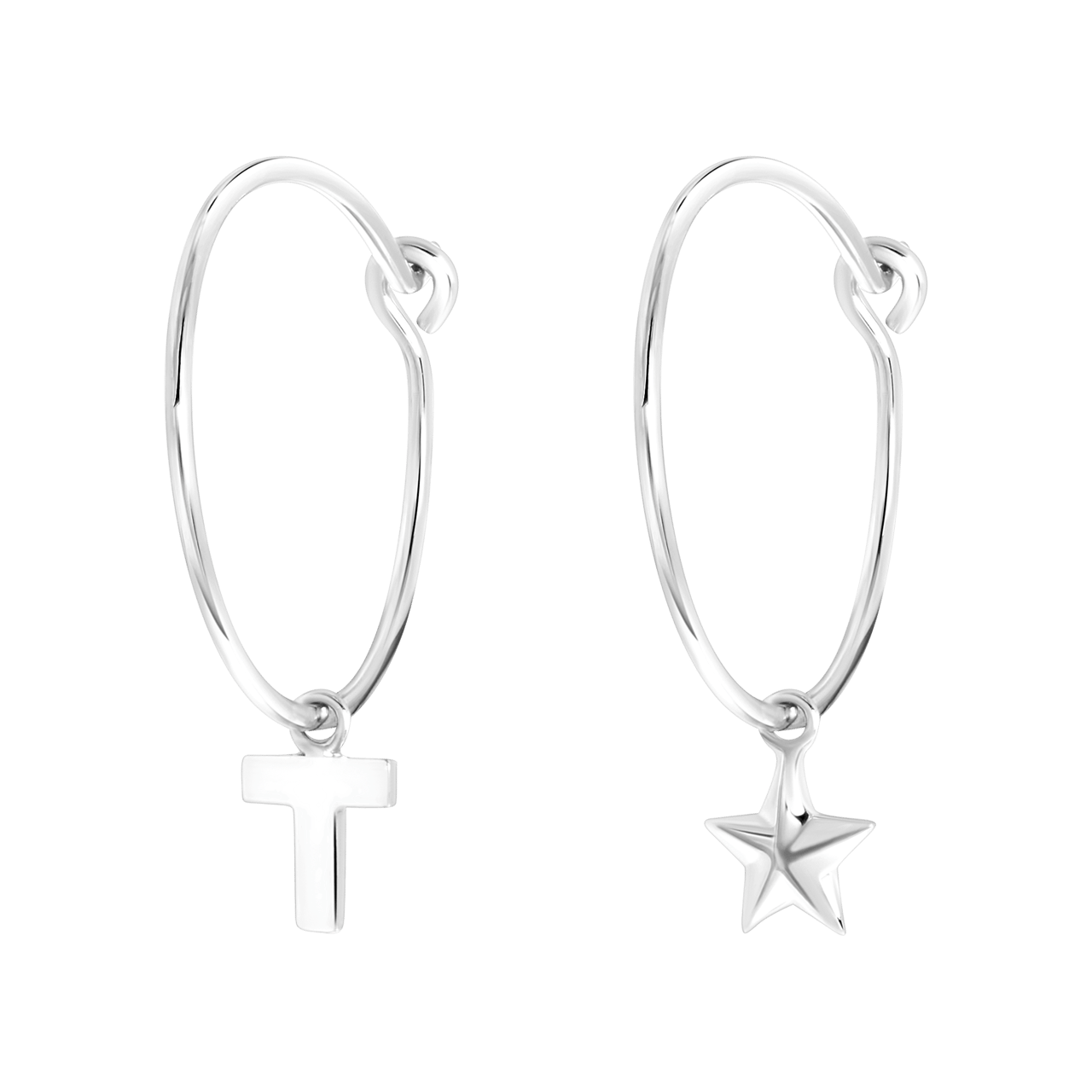 Zilveren goldplated oorbellen letter/stardust