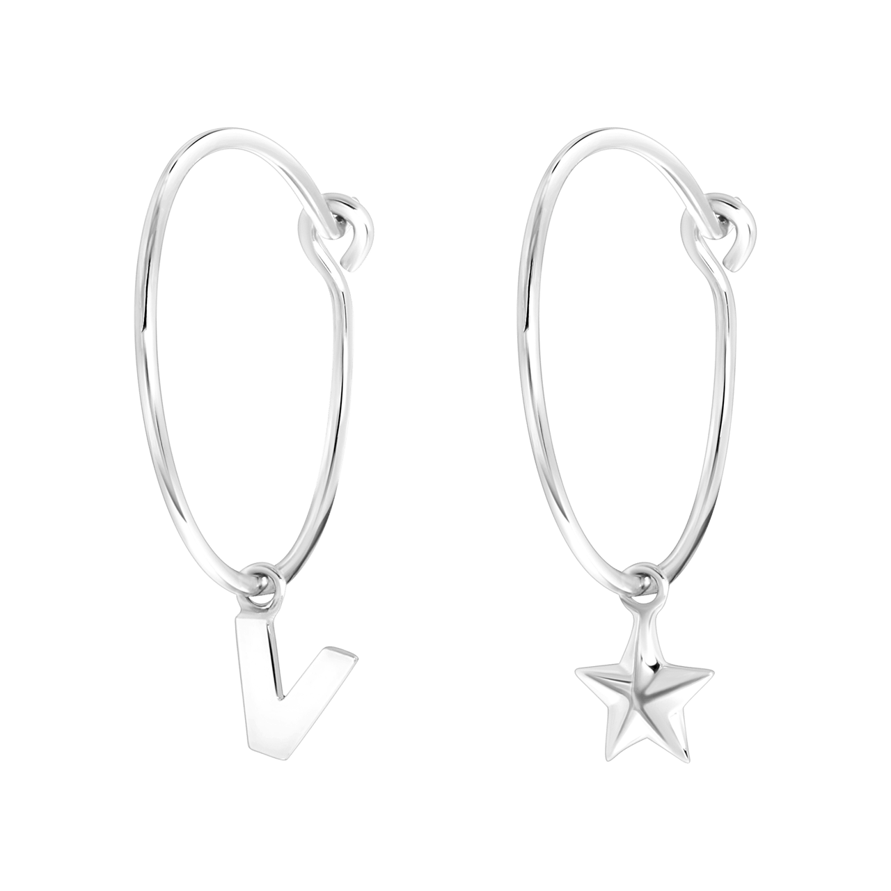 Zilveren goldplated oorbellen letter/stardust