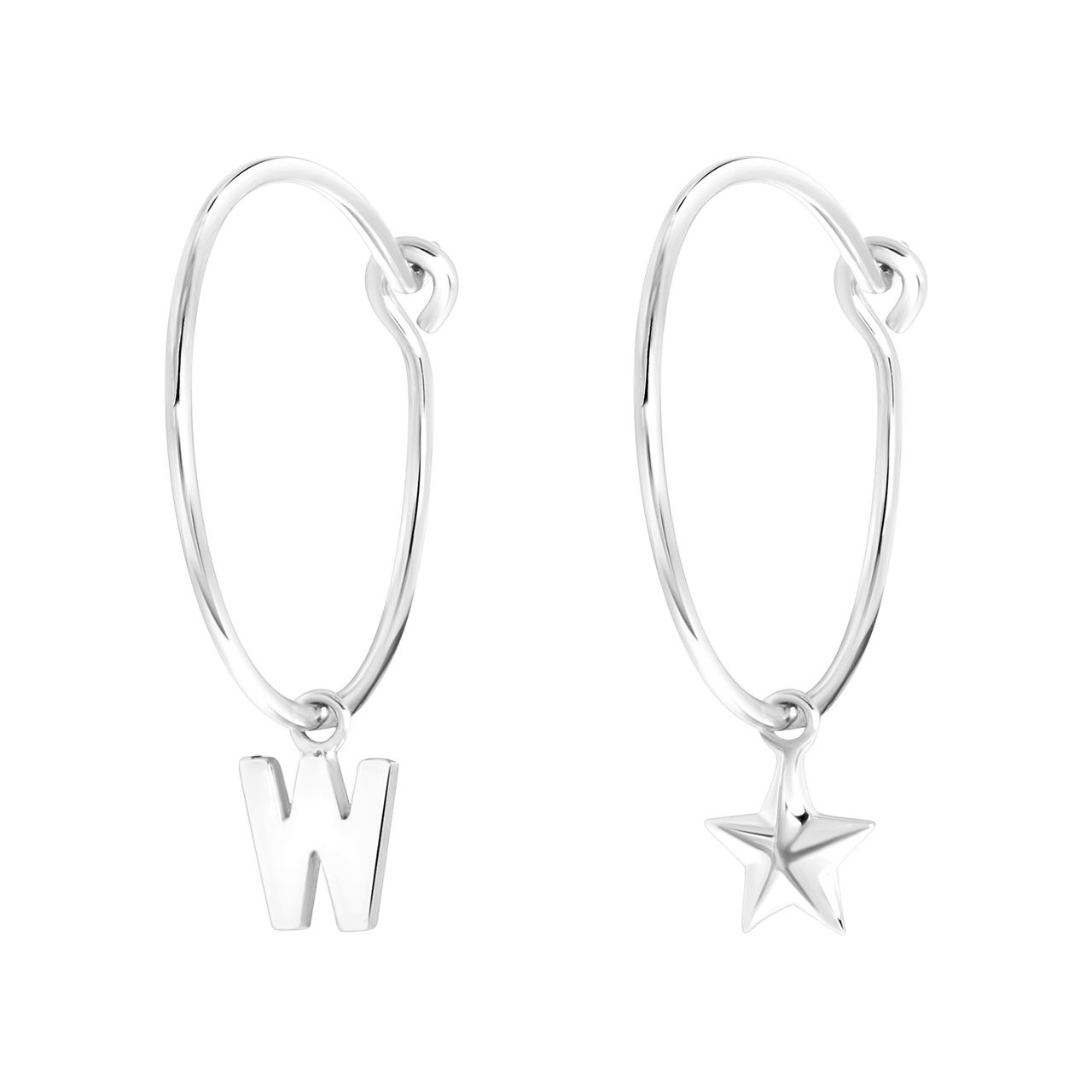 Zilveren oorbellen letter/stardust