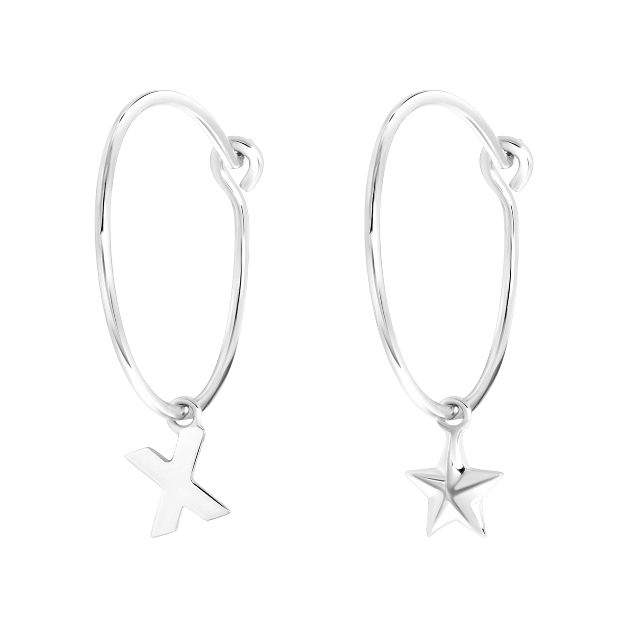 Zilveren goldplated oorbellen letter/stardust