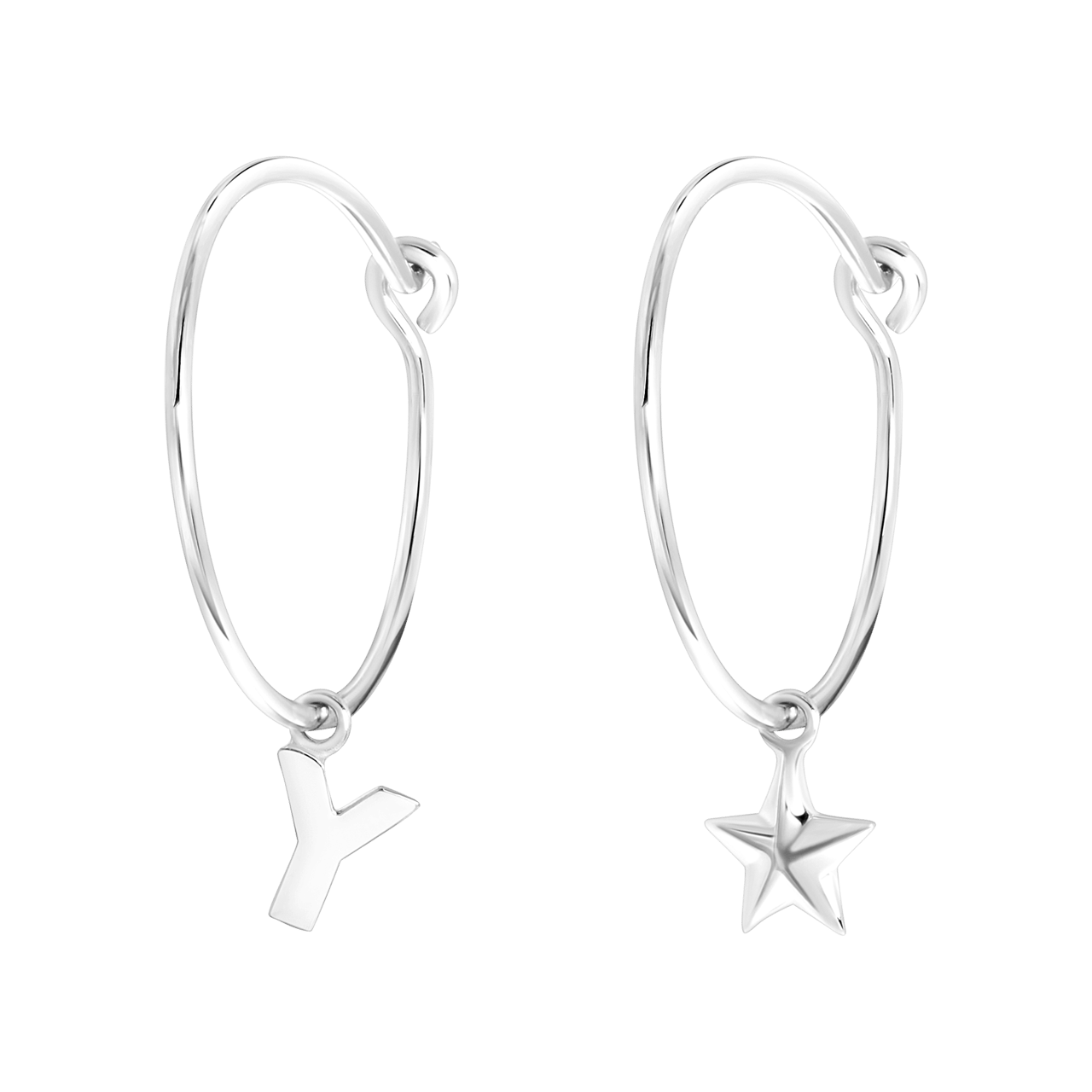 Zilveren goldplated oorbellen letter/stardust