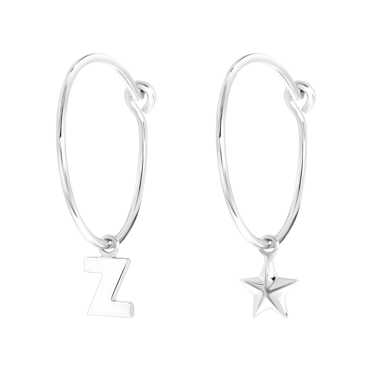 Zilveren goldplated oorbellen letter/stardust