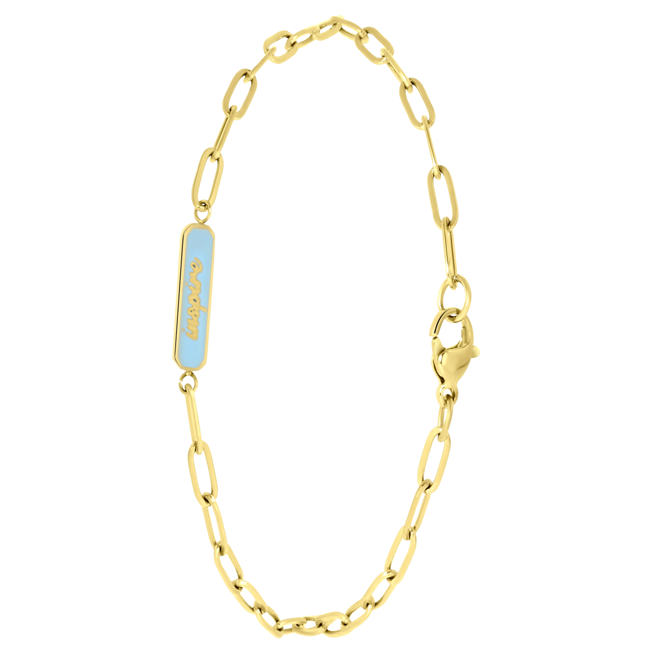 Armband, Edelstahl, vergoldet, Inspire, Emaille, blau