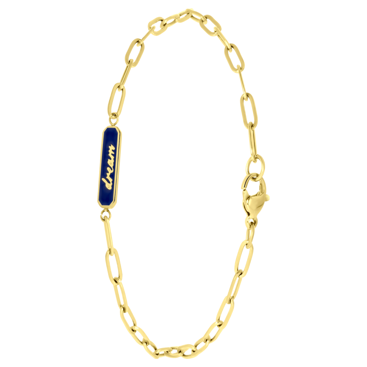 Stainless steel goldplated armband dream emaille blauw