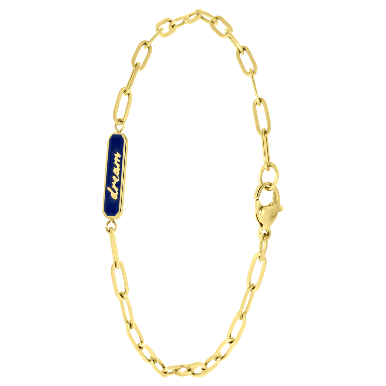 Stalen goldplated armband dream emaille blauw