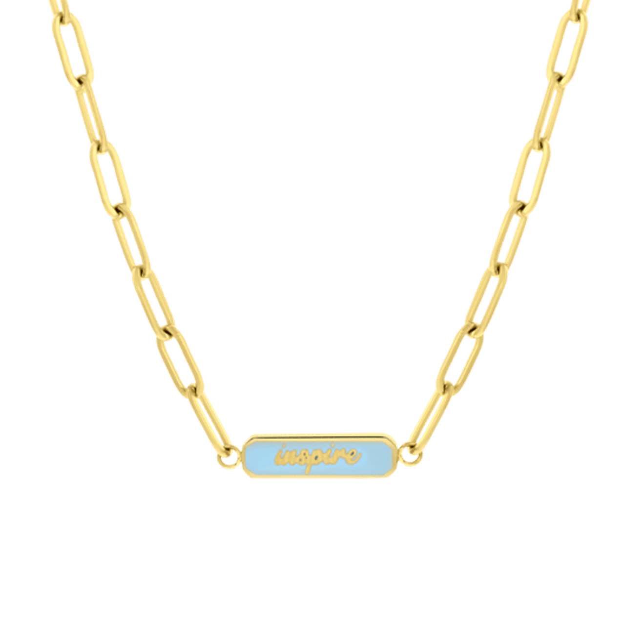 Halskette, Edelstahl, vergoldet, Inspire, Emaille, blau