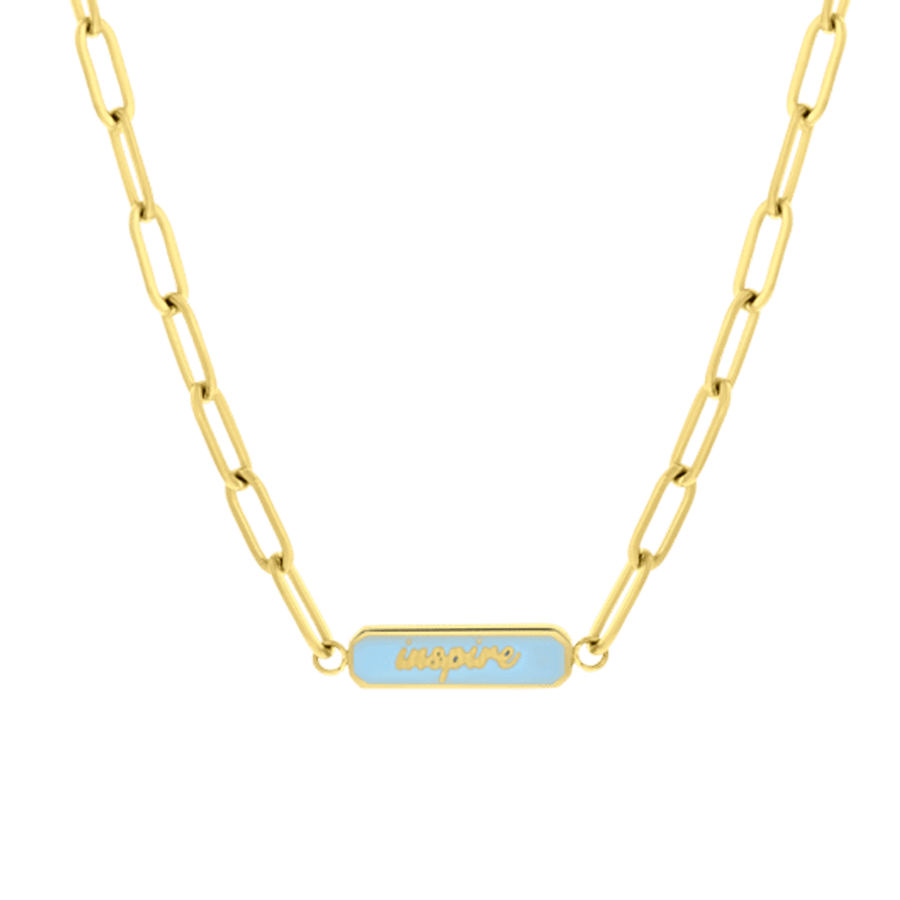 Stainless steel goldplated ketting inspire emaille blauw voor dames