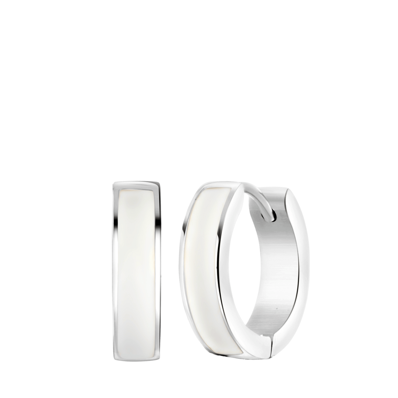 Stainless steel oorringen emaille wit voor dames