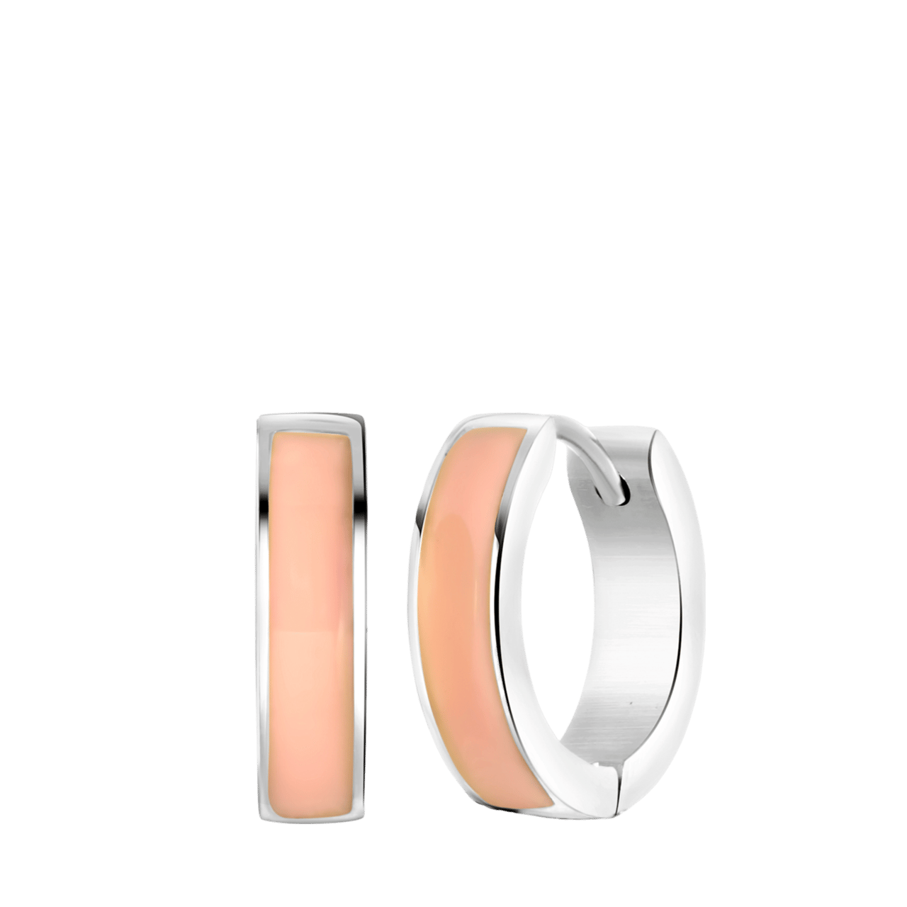 Stainless steel oorringen emaille roze voor dames