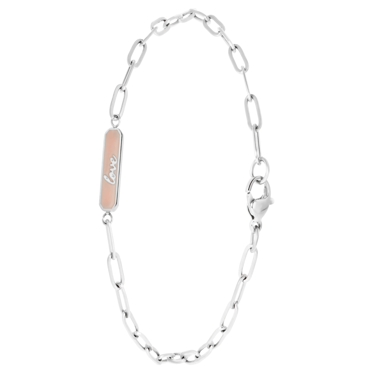 Stainless steel armband love emaille roze