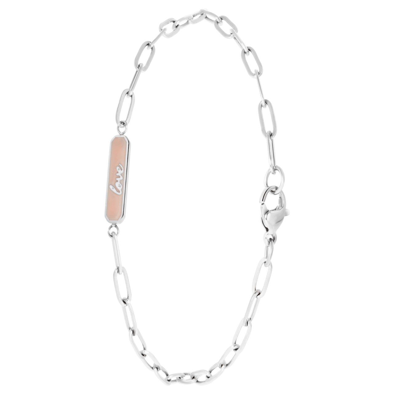 Stalen armband love emaille roze