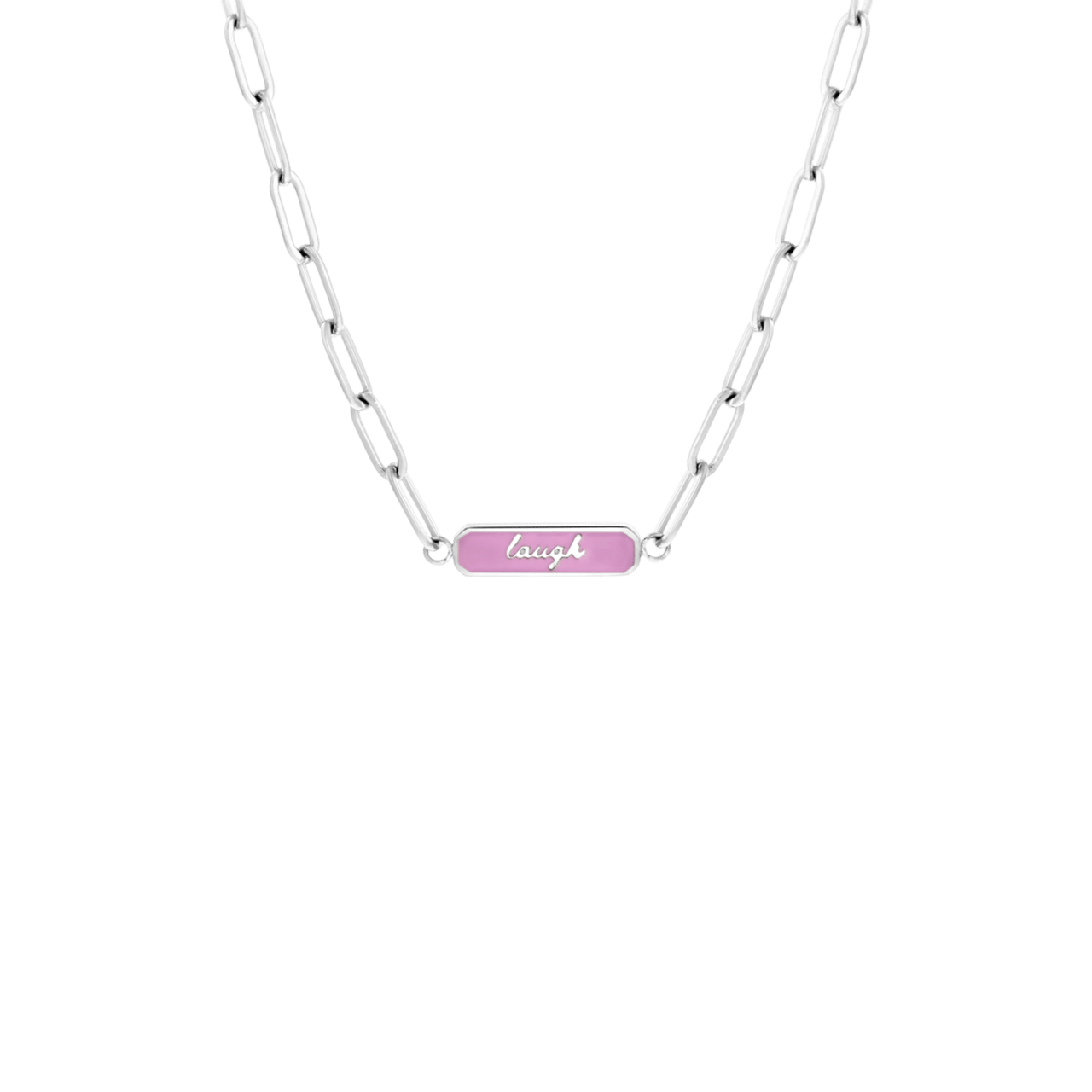 Stainless steel ketting laugh emaille paars voor dames
