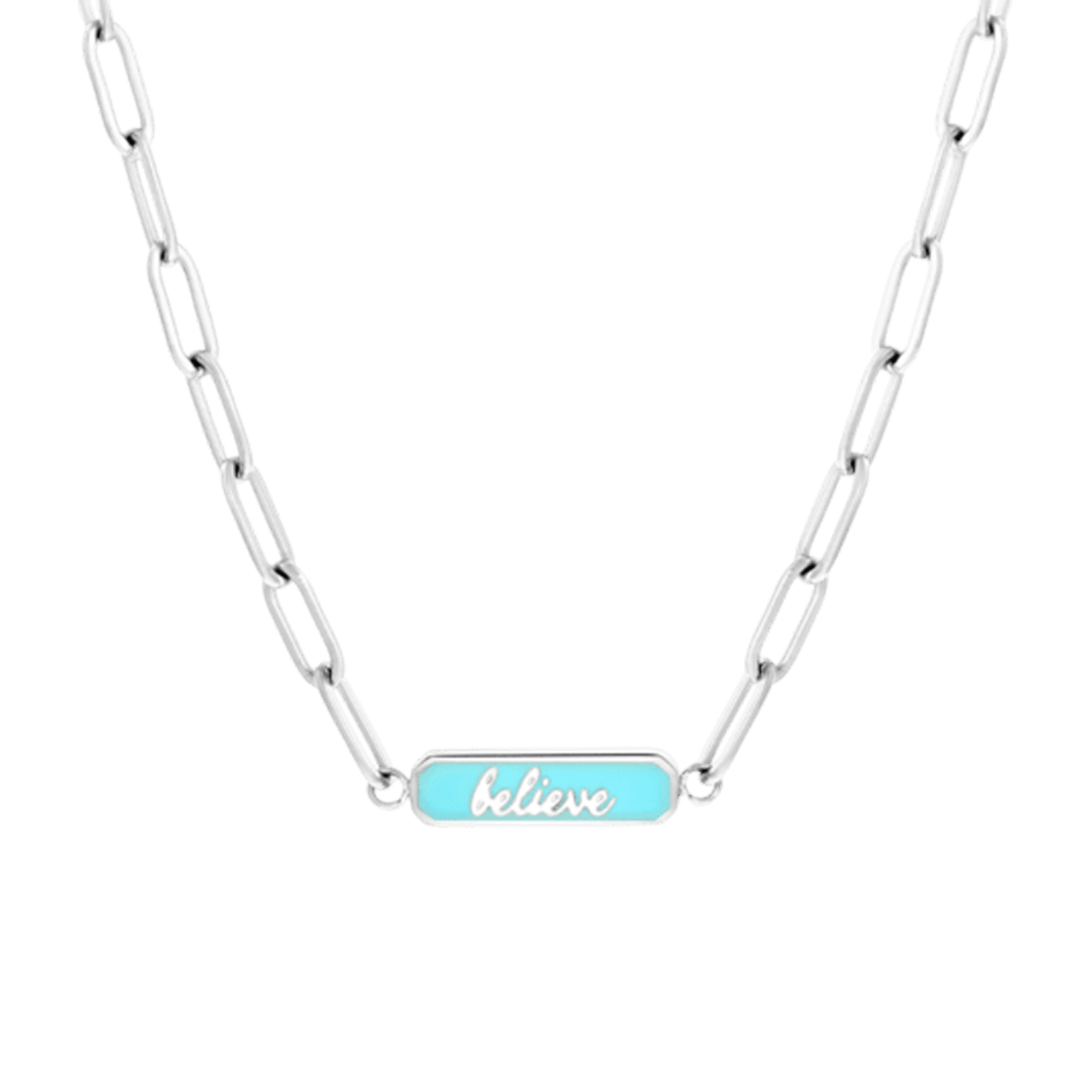 Stainless steel ketting believe emaille mint voor dames