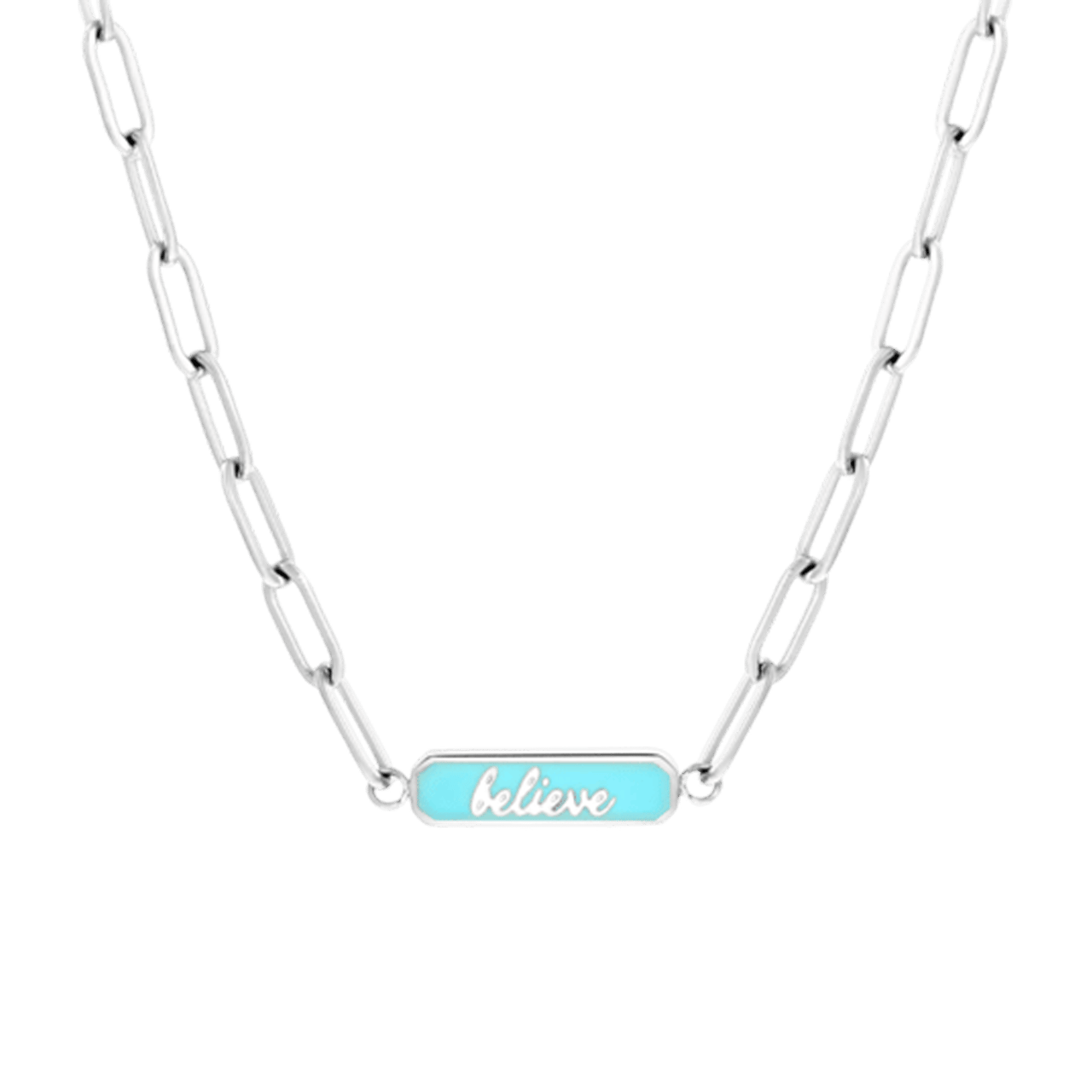 Stalen ketting believe emaille mint voor dames
