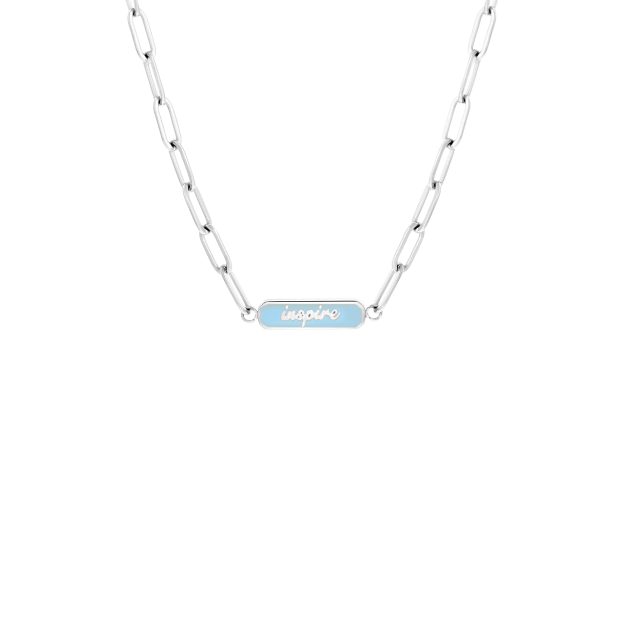 Stainless steel goldplated ketting inspire emaille blauw voor dames