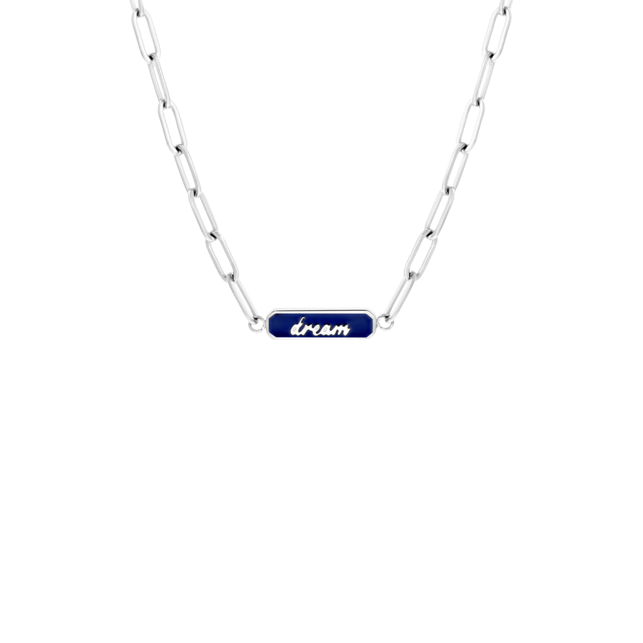 Stainless steel ketting dream emaille blauw voor dames