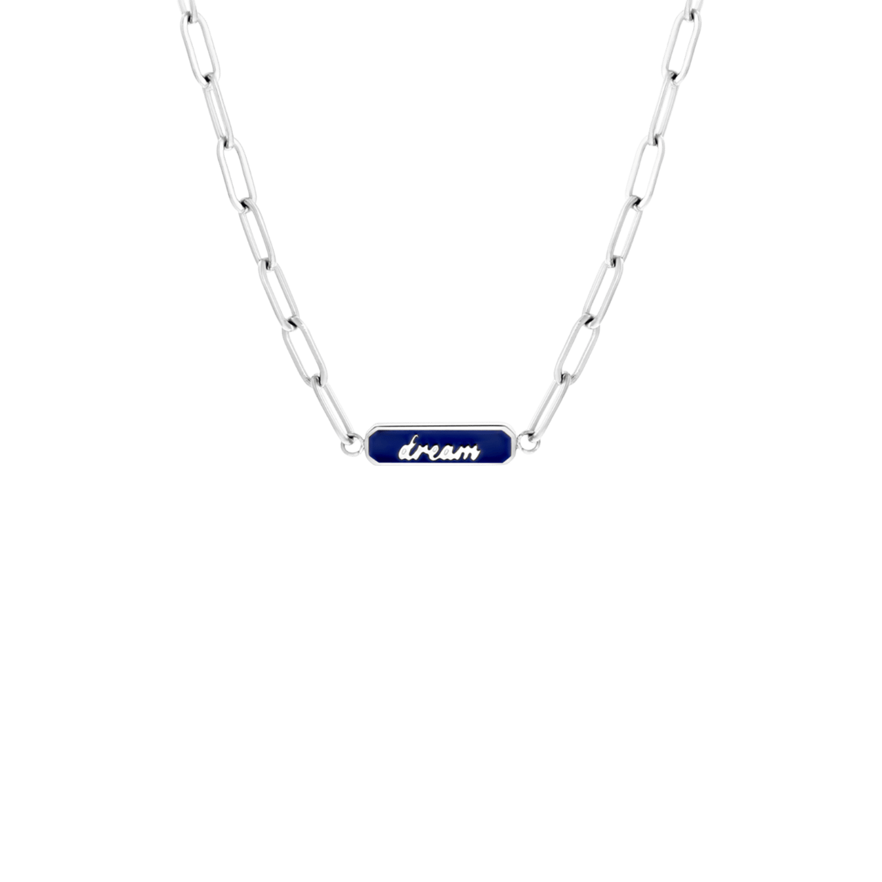 Stalen ketting dream emaille blauw voor dames