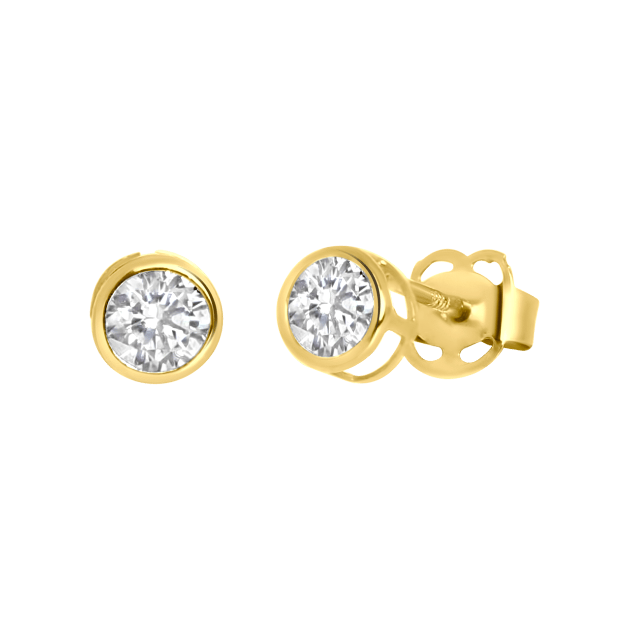 14 karaat geelgouden oorbellen zirkonia 3,5mm