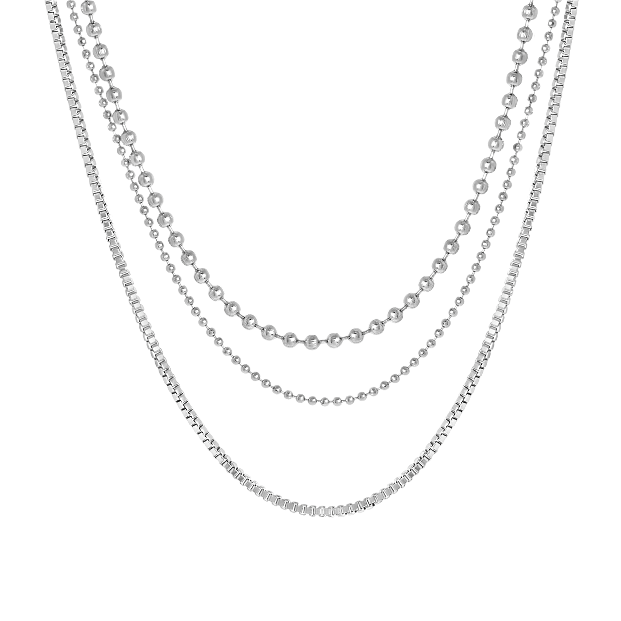 Zilverkleurige bijoux set met kettingen