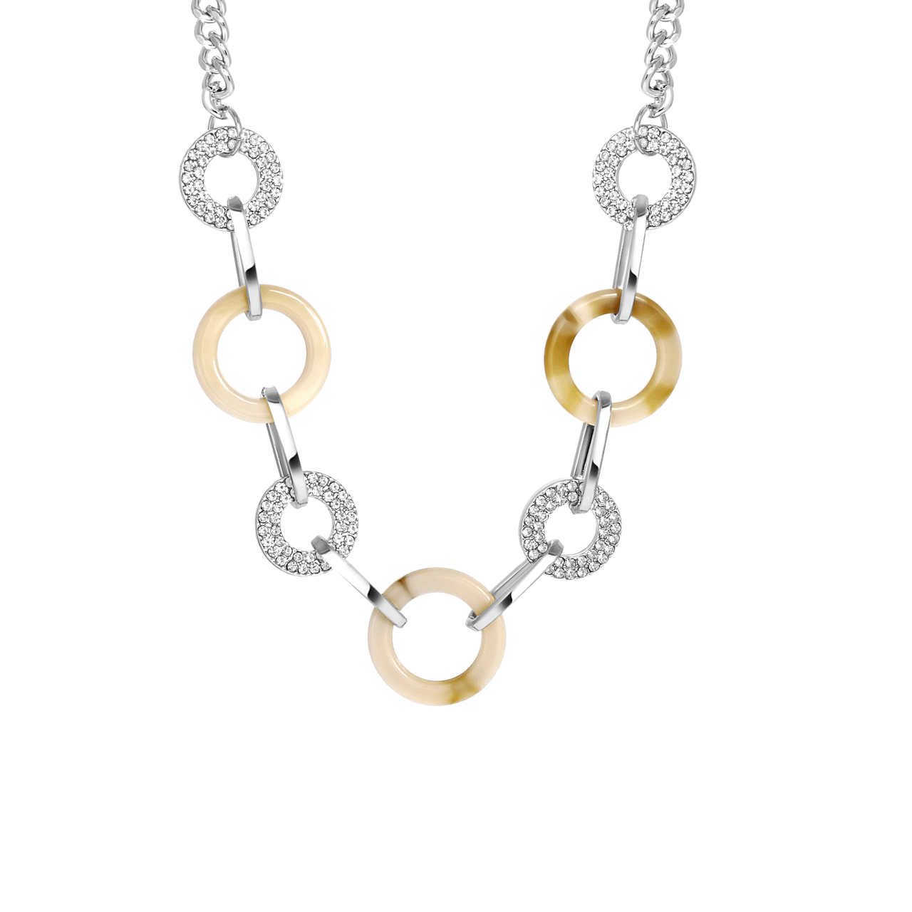 Zilverkleurige bijoux ketting met steentjes