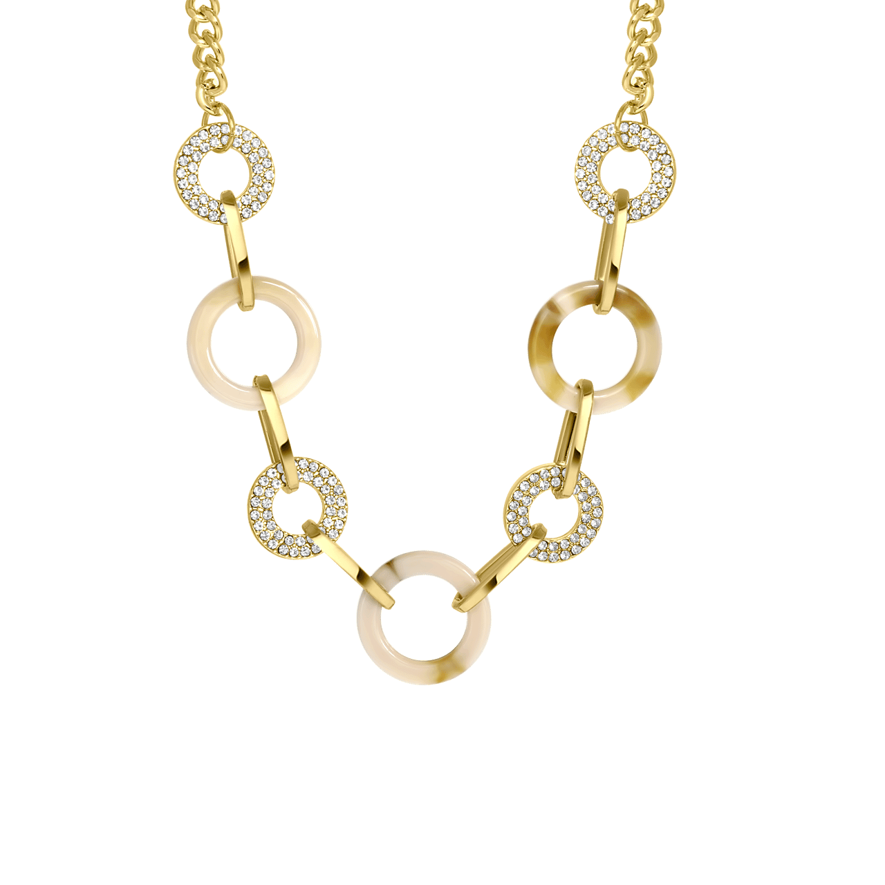 Goudkleurige bijoux ketting met steentjes