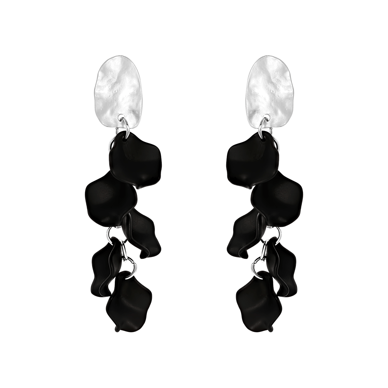 Zilverkleurige bijoux oorbellen zwart