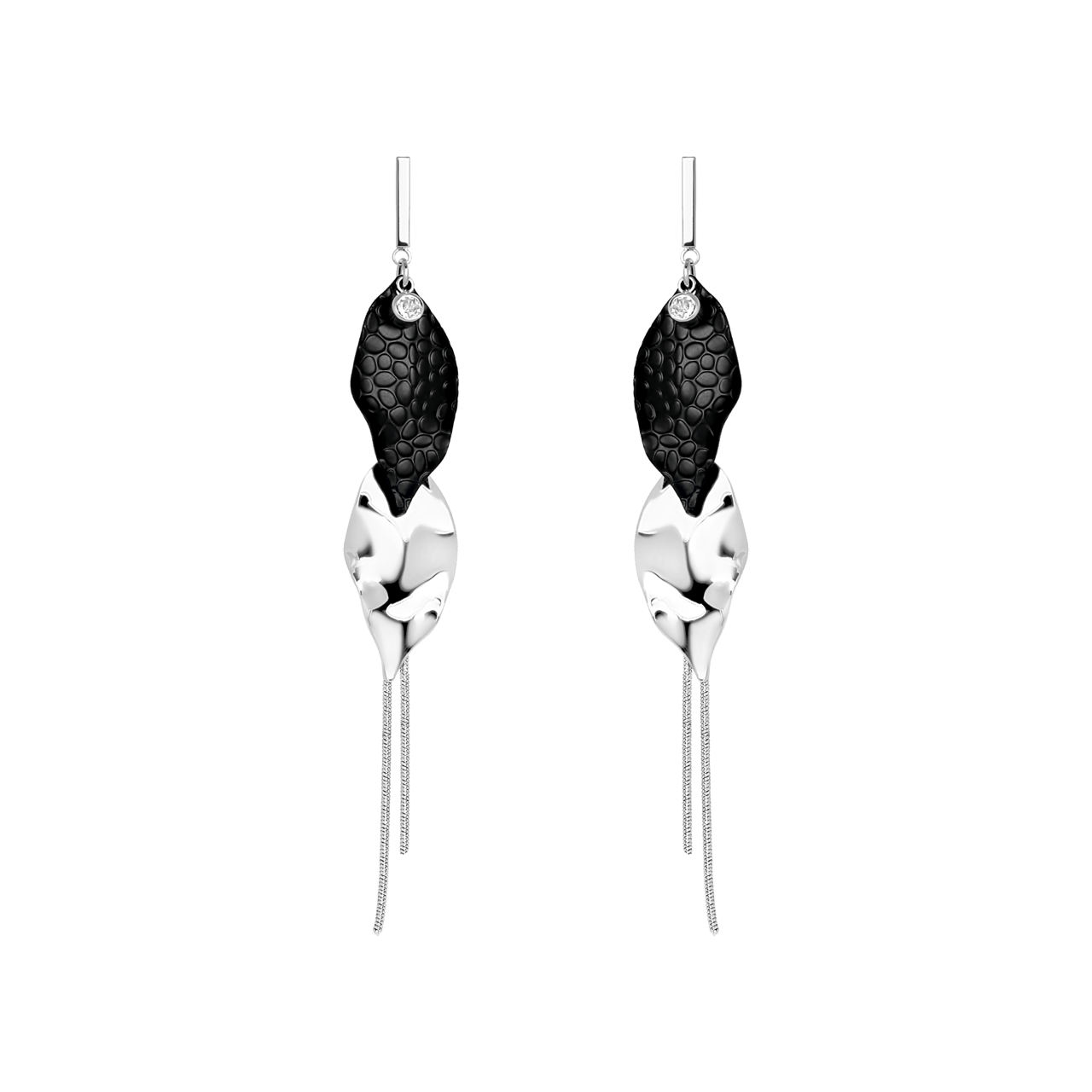 Zilverkleurige bijoux oorbellen blad