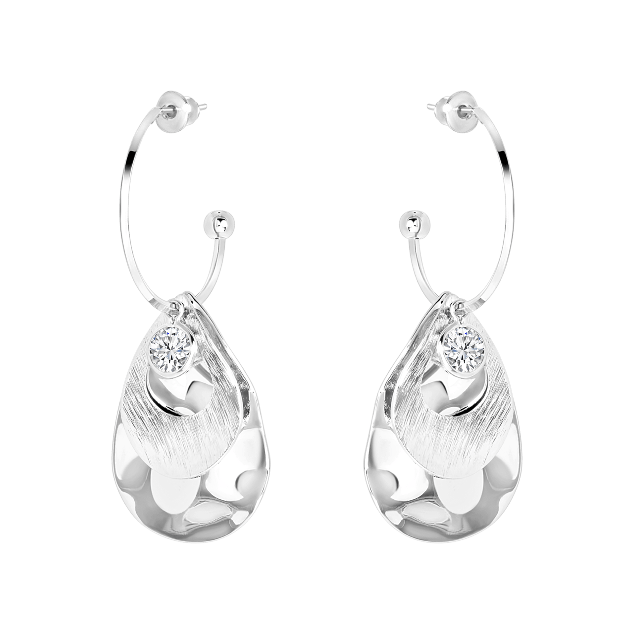 Bijoux zilverkleurige oorringen druppel voor dames