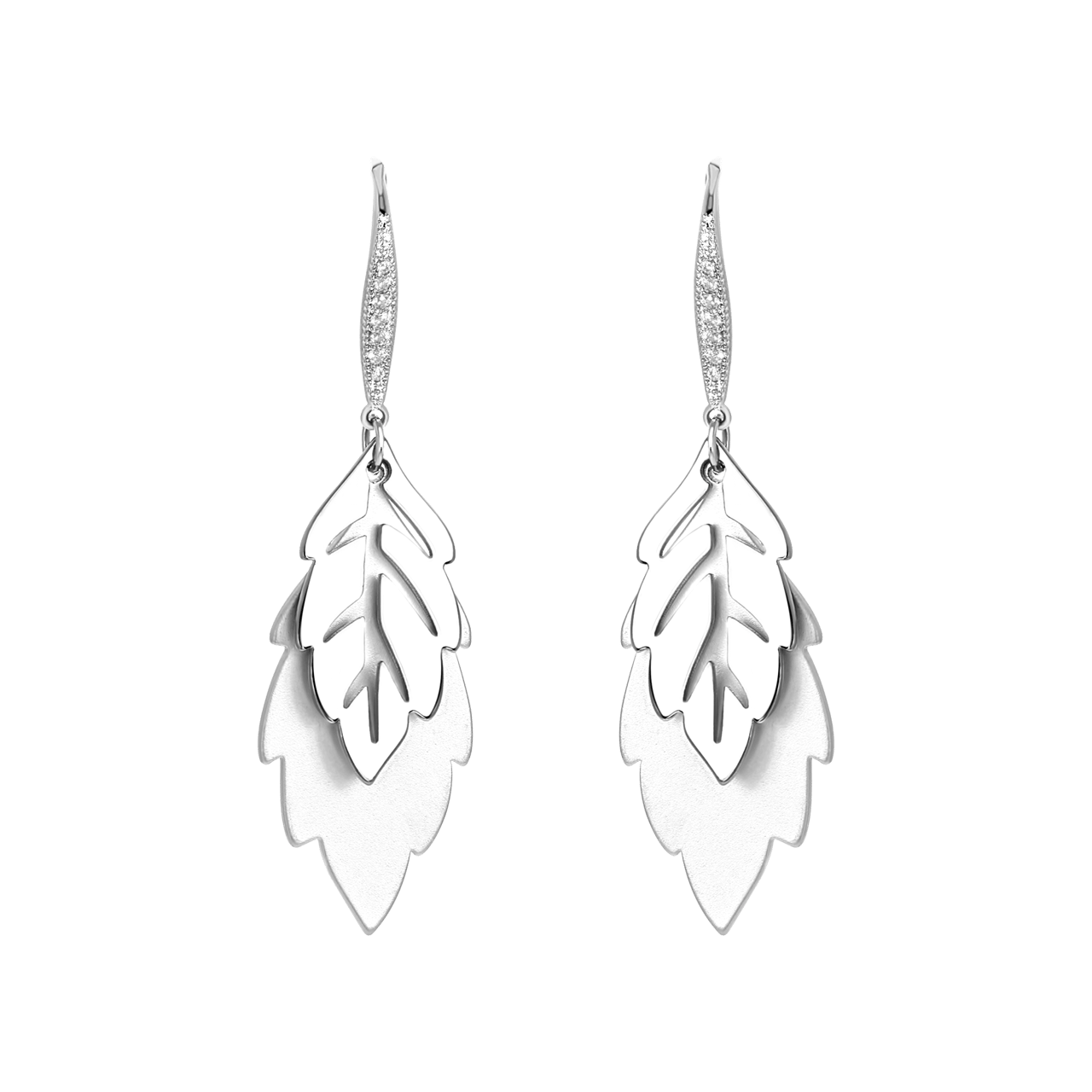 Zilverkleurige bijoux oorbellen blad