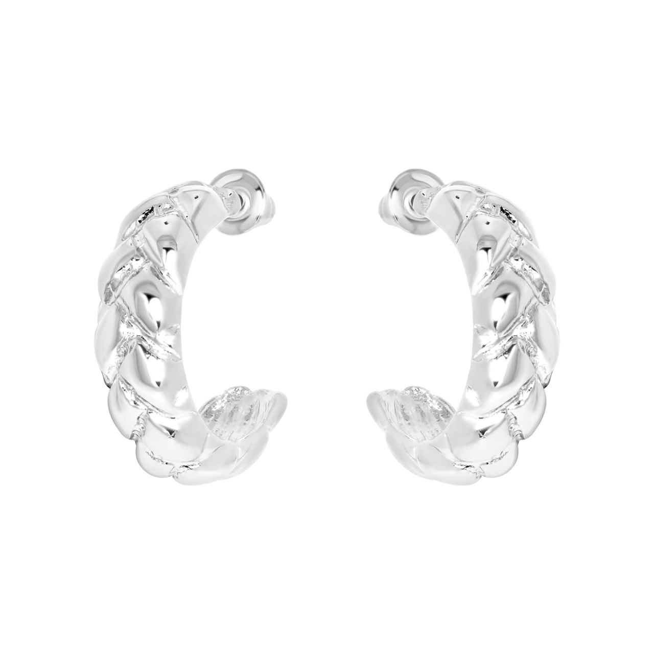 Zilverkleurige bijoux oorbellen vlecht