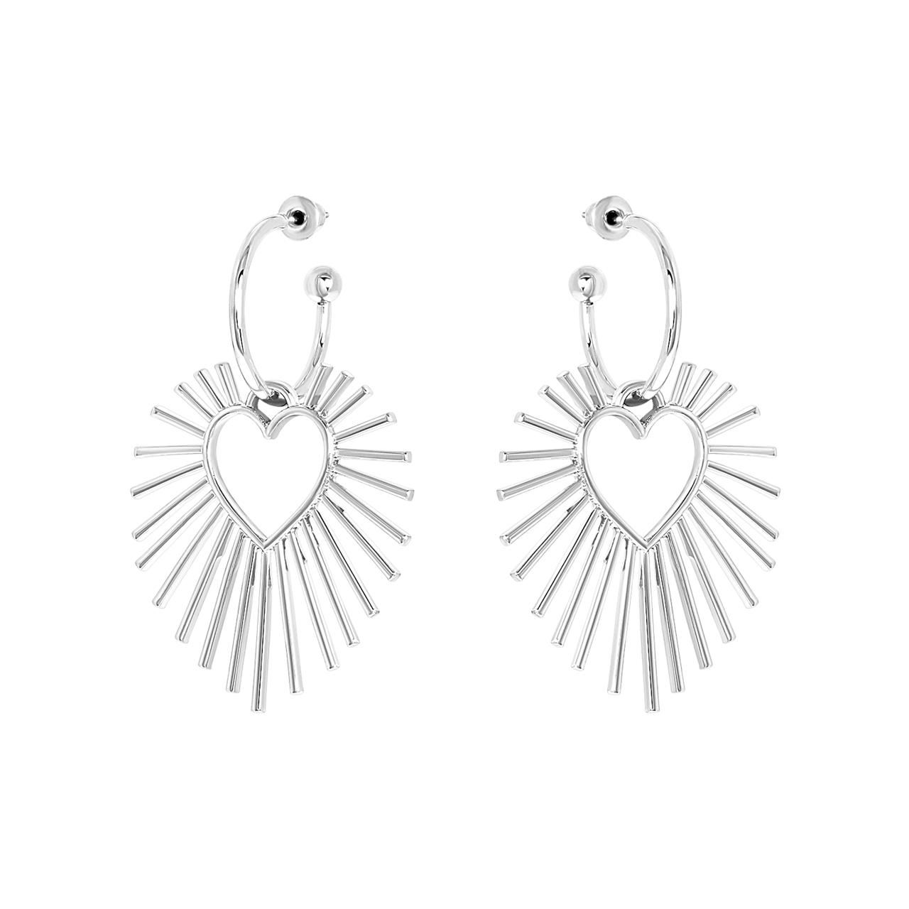 Zilverkleurige bijoux oorbellen hart