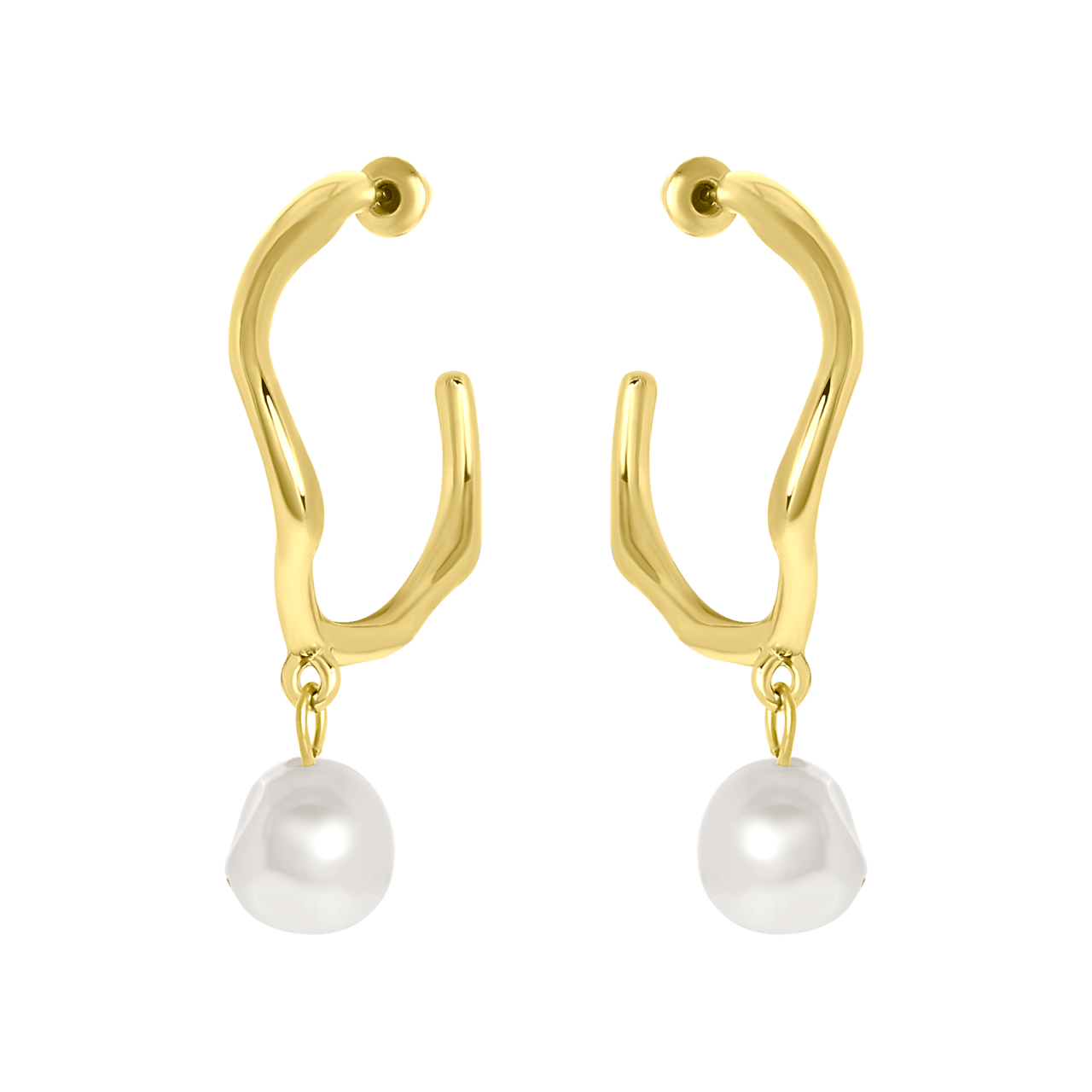 Goudkleurige bijoux oorbellen met parel