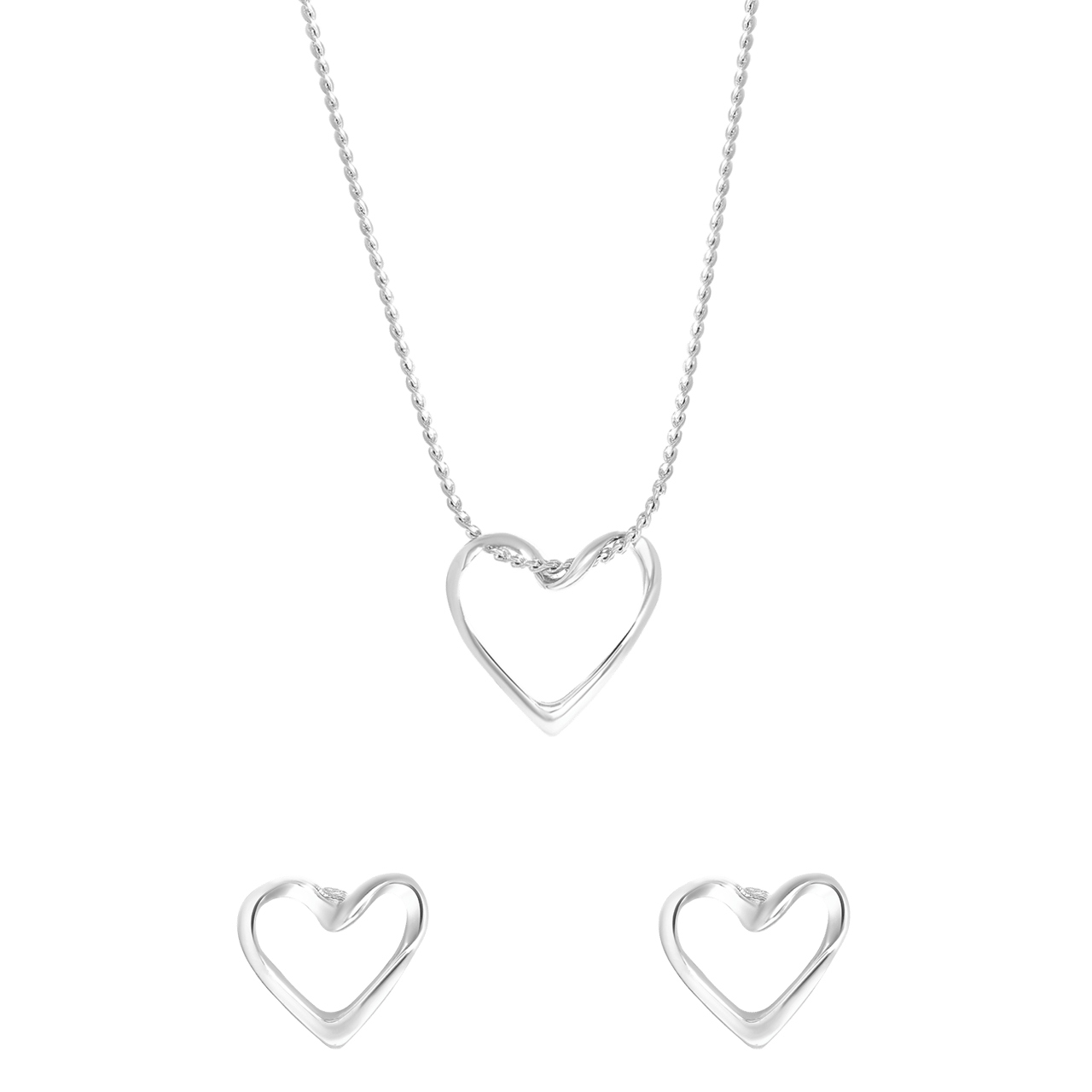 Zilverkleurige bijoux setje hart