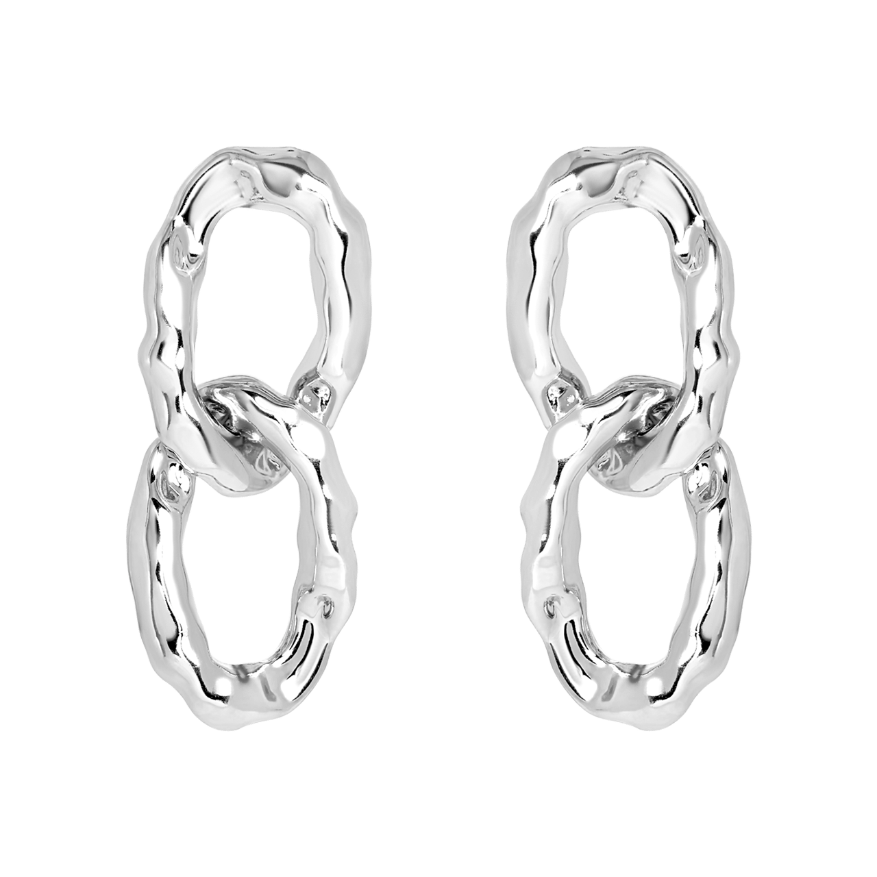 Silberfarbene, bearbeitete Bijoux-Ohrringe